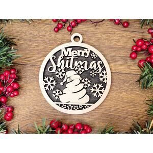 Merry SH-TMAS Funny Christmas Ornaments Naughty Nice Laser Engraved Gift